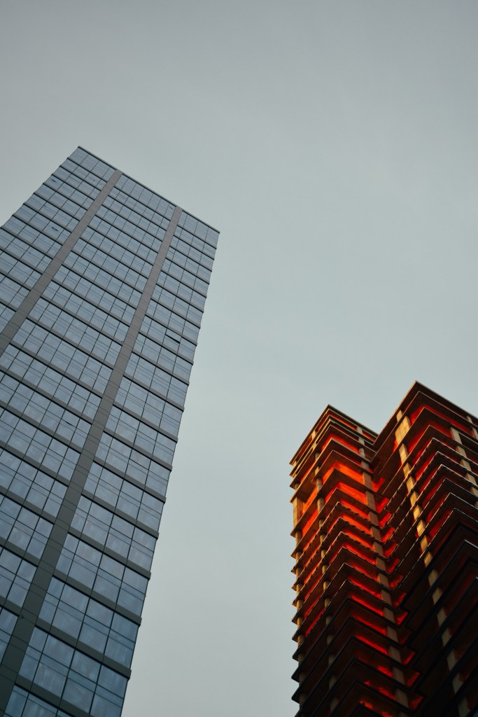 High rise buildings in New York from the ground