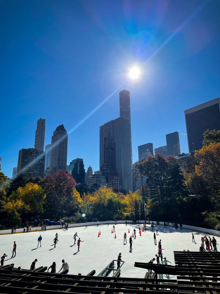 Ice rink in Central Park New York in fall and winter for christmas
