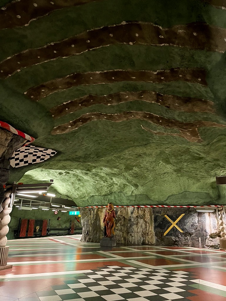 The underground metro station in Stockholm painted with arteork