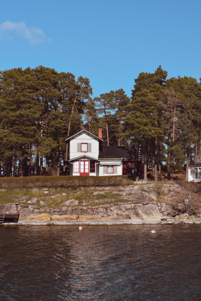 A traditional house on an island in Stockholm from a boat tour through the archipelago’s of Stockholm