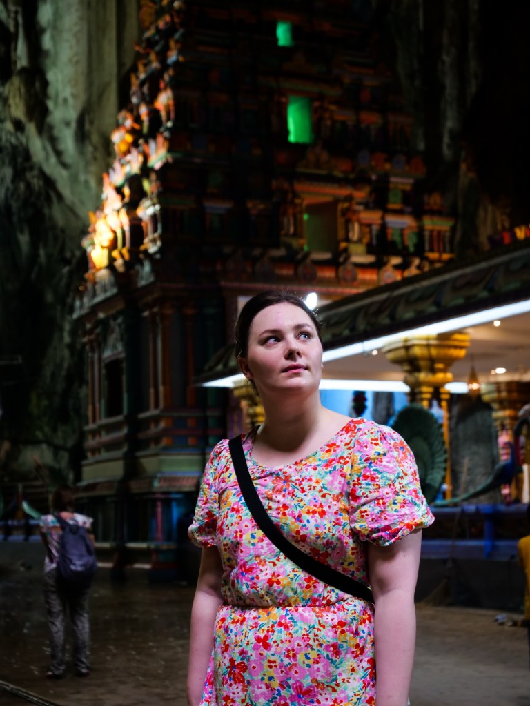 Inside the Batu Caves in front of a Hindu temple in Kuala Lumpur, Malaysia