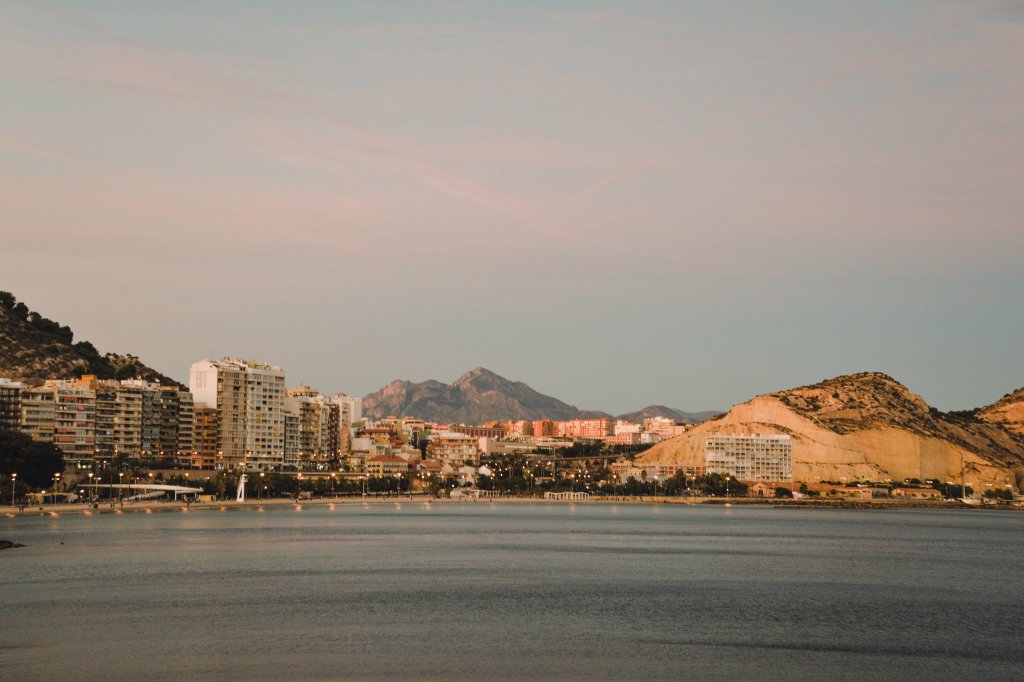 Sunset in Alicante Spain by the beach